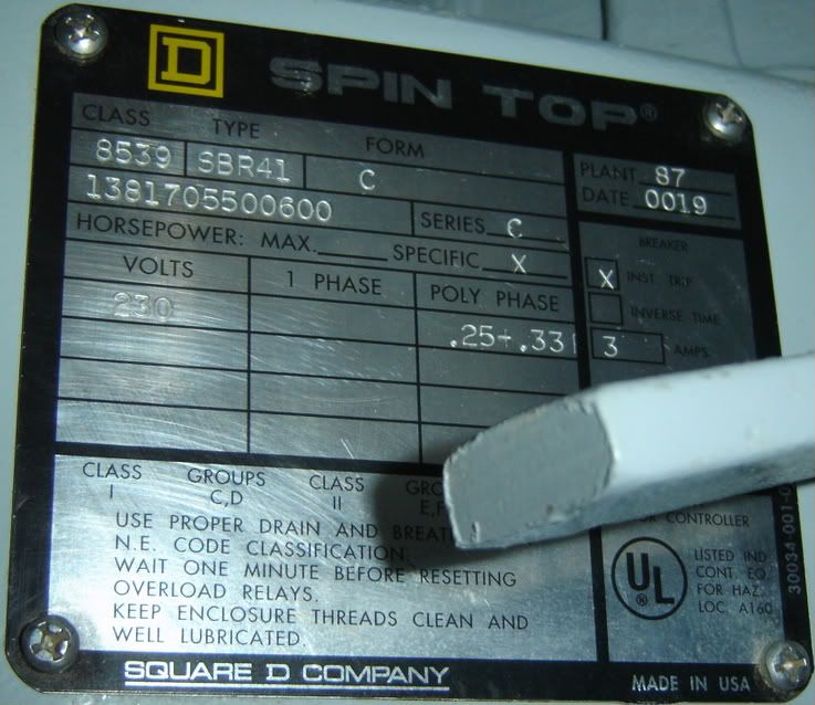 Square D Spin Top 8539SBR41 8539-SBR41 Starter&Breaker | eBay
